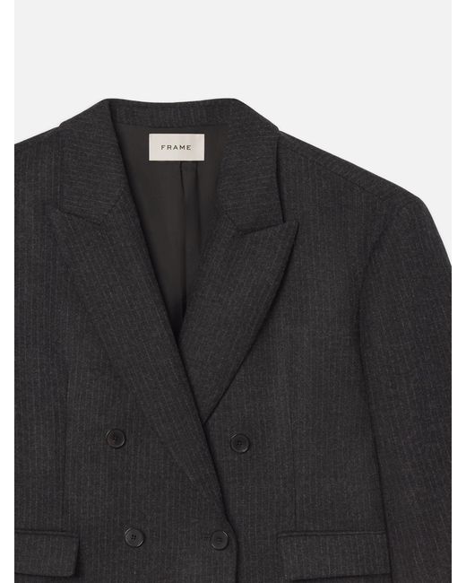 FRAME Black Pinstripe Wool Blazer for men