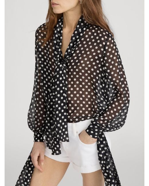 FRAME Black The Nouvelle Polka Dot Blouse