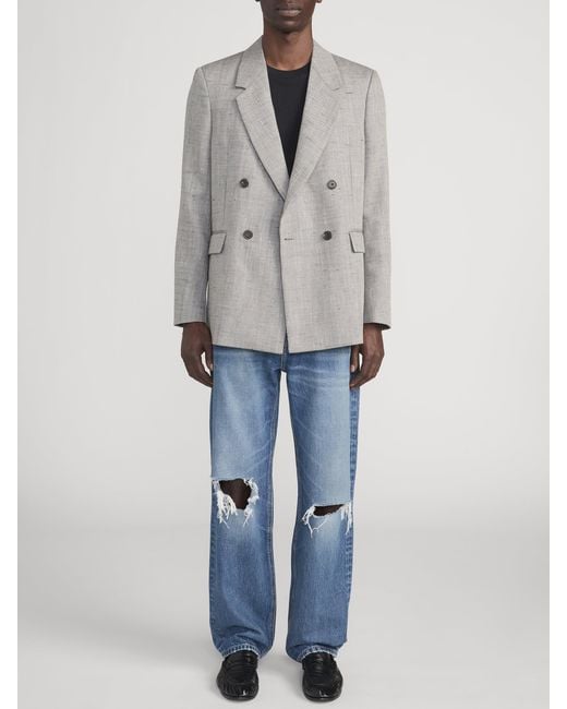 FRAME Gray Retro Double Breasted Blazer