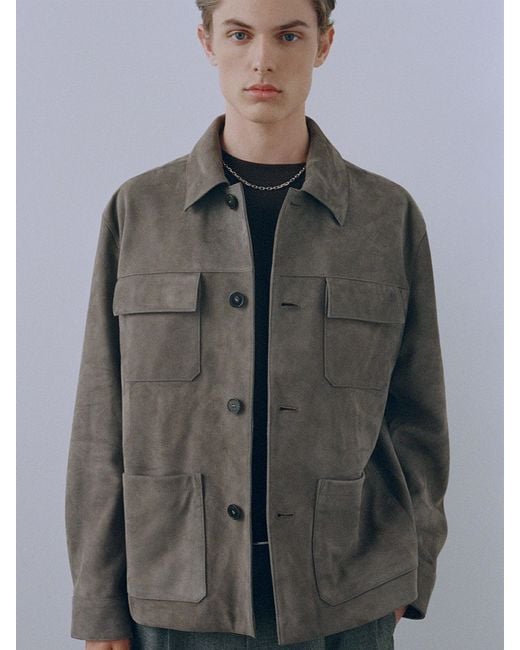 FRAME Brown Suede Chore Coat for men