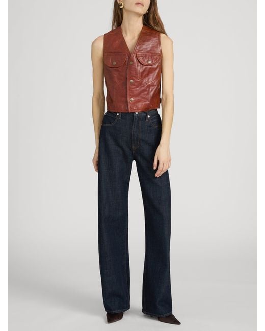 FRAME Red The Leather Utility Vest