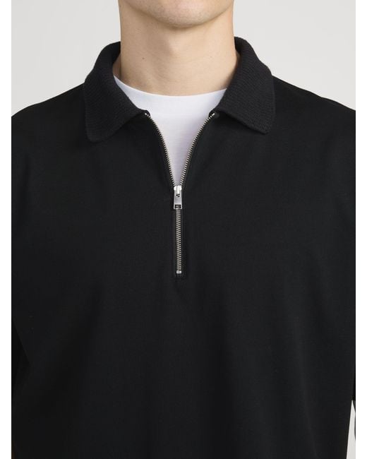 FRAME Black Zip Polo Shirt for men