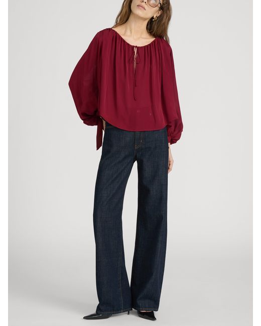 FRAME Red The Silk Serenade Blouse