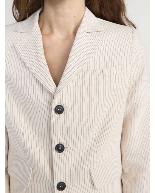 FRAME Natural The Striped Smart Blazer