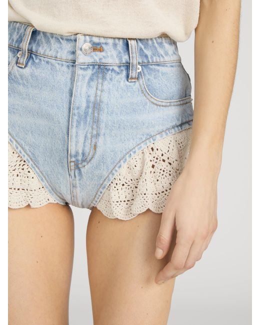 FRAME Blue The Crochet Ruffle Short