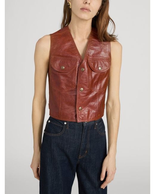 FRAME Red The Leather Utility Vest