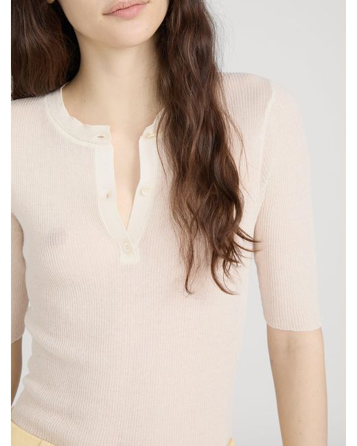 FRAME White The Henley Rib Tee