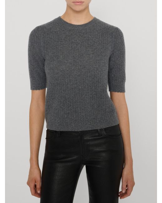 FRAME Gray The Gathered Honeycomb Sweater