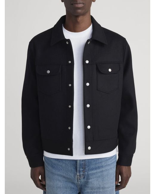 FRAME Black Wool Trucker Jacket for men