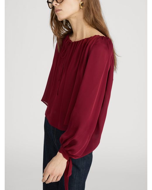 FRAME Red The Silk Serenade Blouse