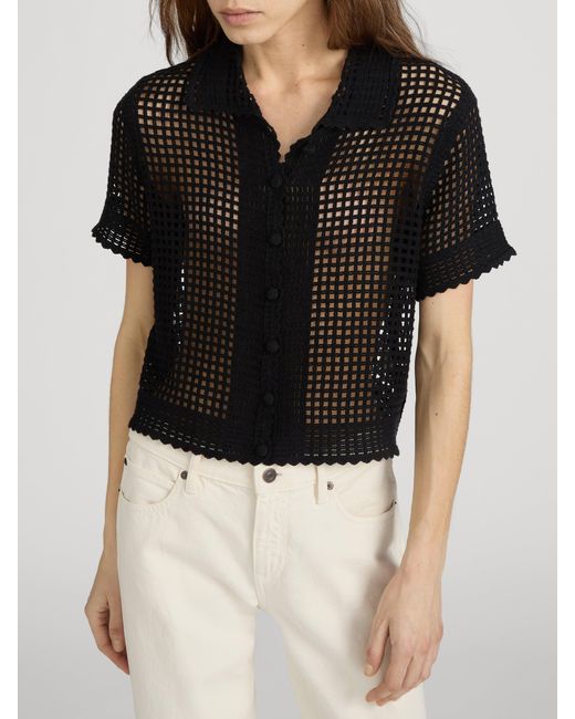 FRAME Black The Crochet Top