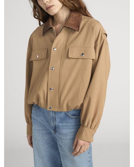 FRAME Natural The Leather Collar Bubble Jacket