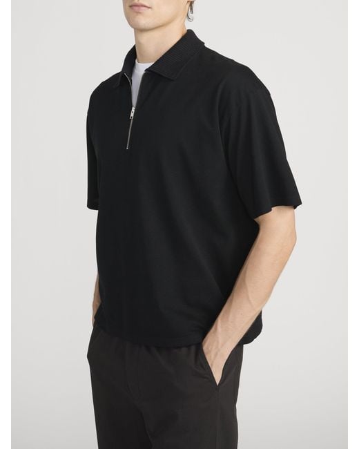 FRAME Black Zip Polo Shirt for men