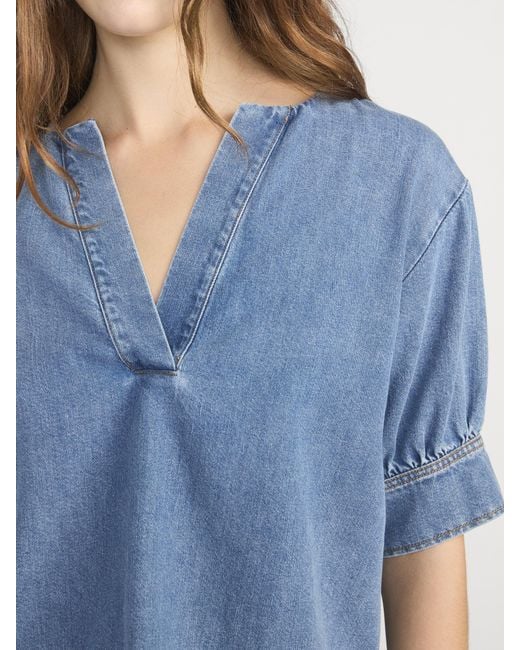 FRAME Blue The Denim V-neck Popover Top