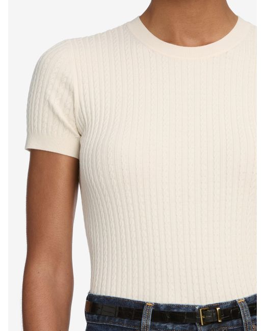 FRAME White The Fine Cable Tee