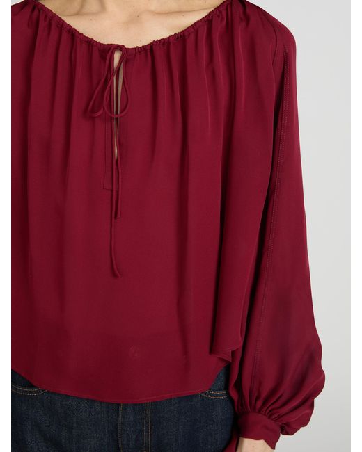 FRAME Red The Silk Serenade Blouse