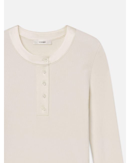 FRAME White The Satin Trim Rib Henley