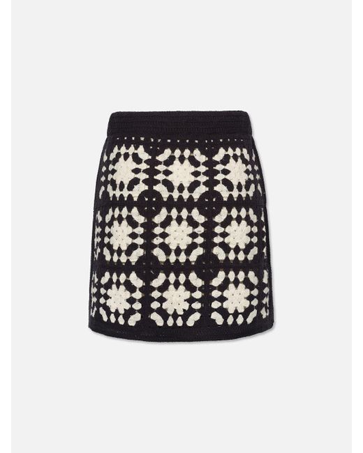 FRAME Black Crochet Tassel Skirt