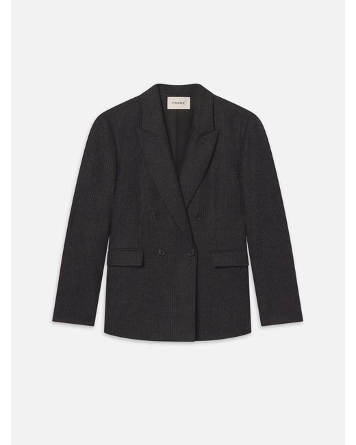 FRAME Black Pinstripe Wool Blazer for men