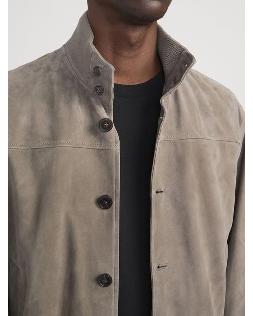 FRAME Brown Rib Collar Suede Jacket for men