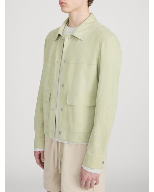 FRAME Green Suede Trucker Jacket for men