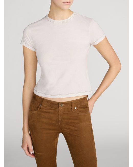 FRAME White The Contrast Stitch Baby Tee