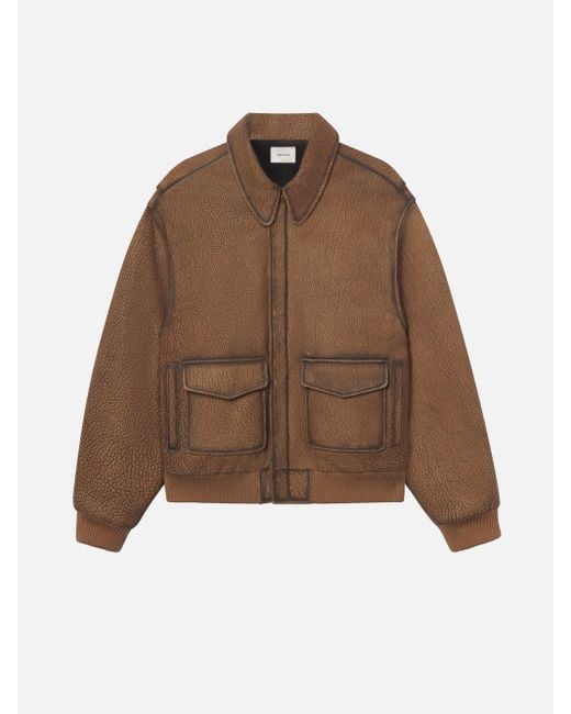 FRAME Brown The Distressed Leather Jacket