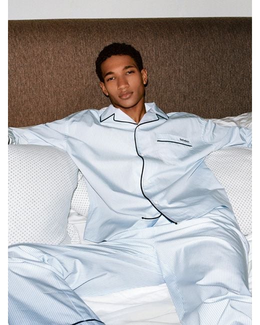 FRAME Blue Sotheby's Pajama Shirt