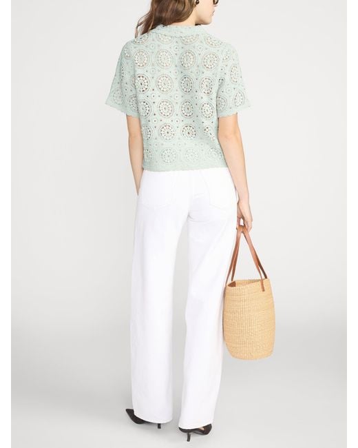 FRAME Green The Crochet Boxy Top
