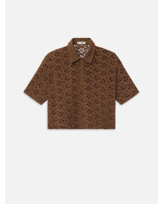 FRAME Brown The Downing Eyelet Polo