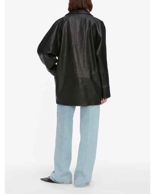 FRAME Black Oversized Leather Jacket