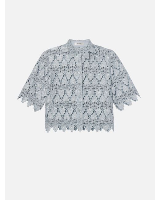 FRAME Gray The Lace Button Up Shirt