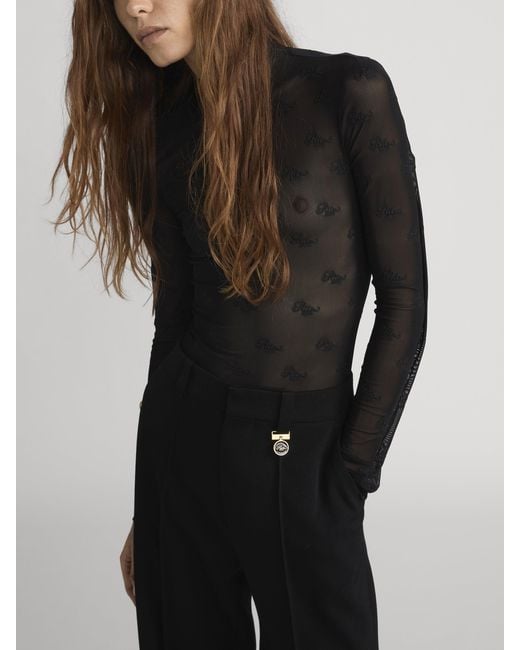FRAME Blue Ritz Mesh Bodysuit