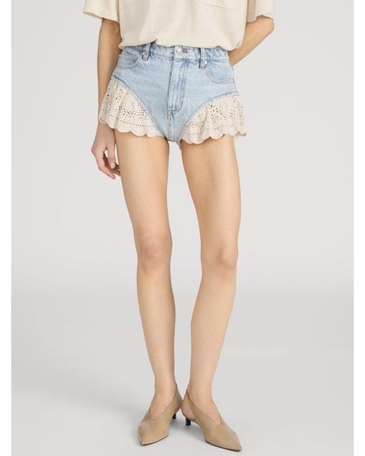 FRAME Blue The Crochet Ruffle Short