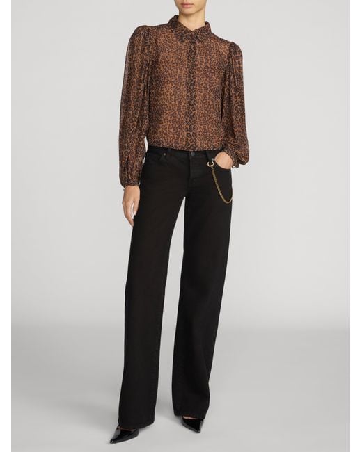 FRAME Brown The Silk Prairie Shirt