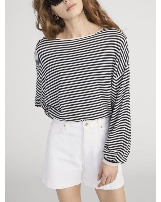 FRAME Gray The Striped Slouchy Sweater