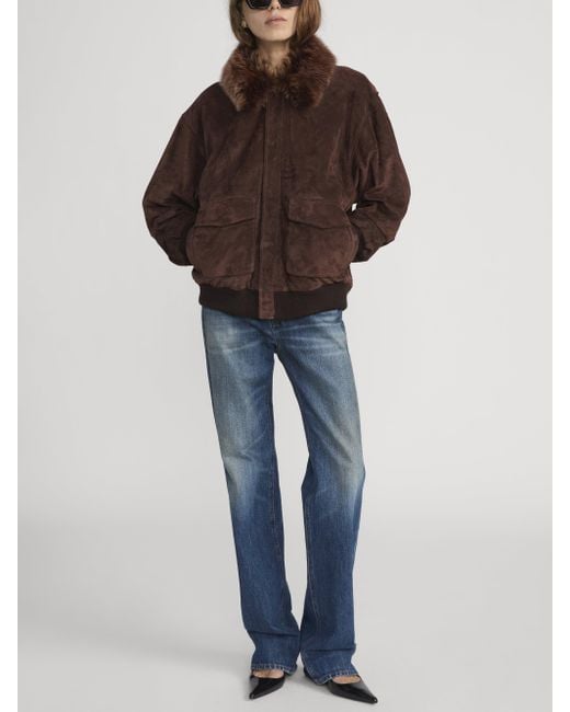 FRAME Brown The Suede Oversized Jacket