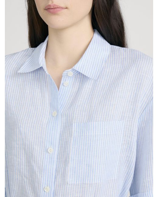 FRAME Blue The Linen Belted Dress Chambray