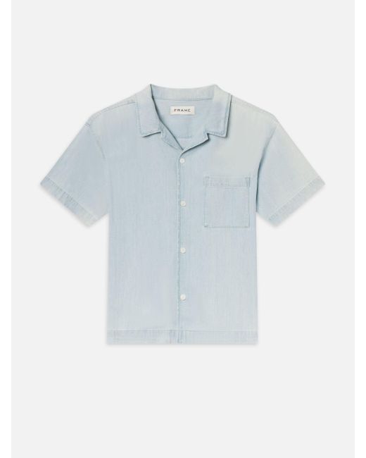 FRAME Blue Short Sleeve Camp Collar Shirt for men