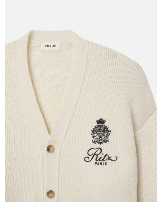 FRAME Natural Ritz Embroidery Cashmere Cardigan