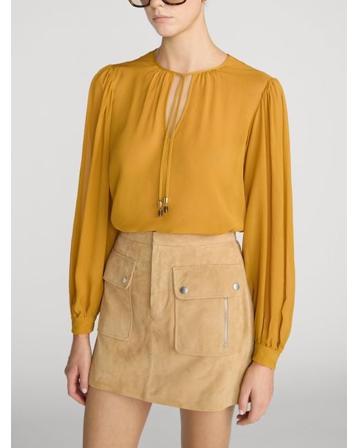 FRAME Yellow The Silk Amulet Blouse