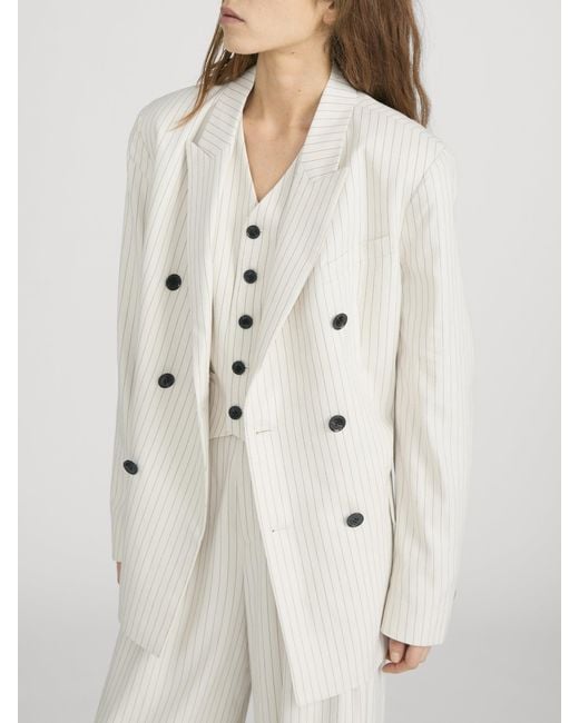 FRAME White The Pinstripe Avenue Blazer