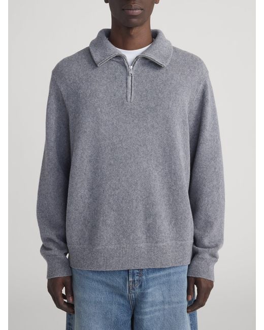 FRAME Gray Zip Up Wool Sweater for men