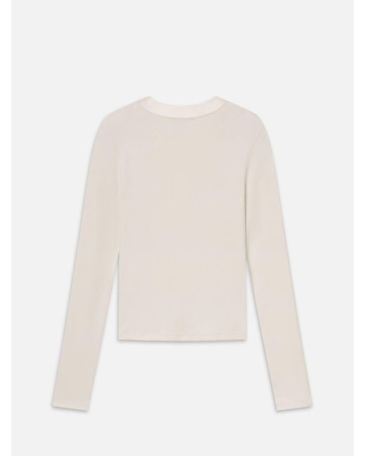 FRAME White The Satin Trim Rib Henley