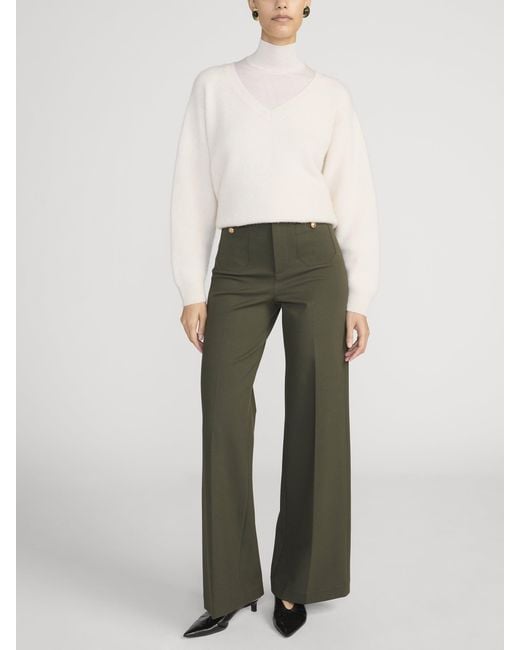 FRAME Green The Slim Palazzo Trouser
