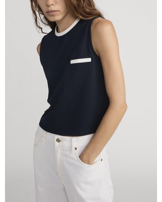 FRAME Blue The Pique Pocket Tank