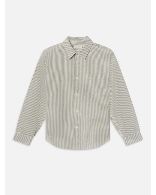 FRAME White Linen Blend Stripe Shirt for men