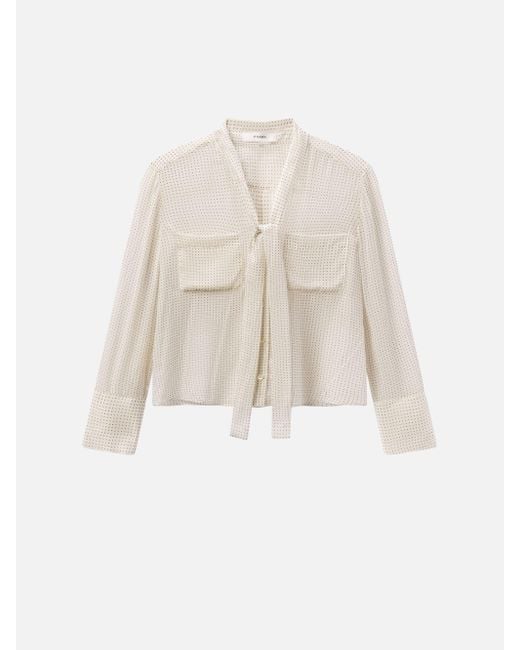 FRAME White Polka Dot Modern Tie Blouse