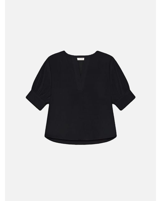 FRAME Black V-neck Popover Top