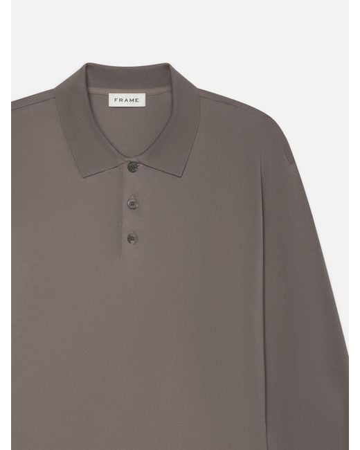 FRAME Gray Long Sleeve Pique Polo for men